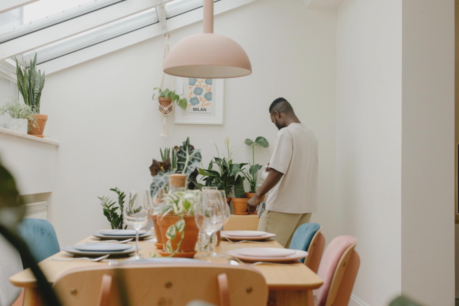 Floral design workspace with tools and fresh materials